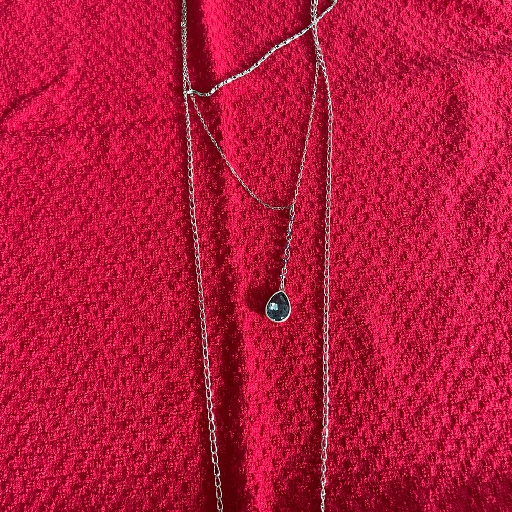 Swarovski Silver Layered Necklace with Dainty Charm